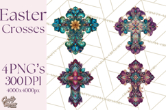 Patterned Easter Cross Clipart, Pastel Bold Christian Png Product Image 1