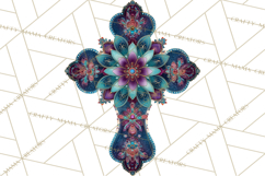 Patterned Easter Cross Clipart, Pastel Bold Christian Png Product Image 3