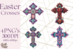 Patterned Easter Cross Clipart, Pastel Bold Christian Png Product Image 1