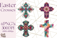 Patterned Easter Cross Clipart, Pastel Bold Christian Png Product Image 1