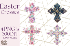 Patterned Easter Cross Clipart, Pastel Bold Christian Png Product Image 1