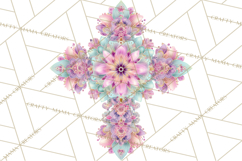 Patterned Easter Cross Clipart, Pastel Bold Christian Png Product Image 5