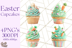 Easter Cupcakes Clipart, Pastel Easter Desserts, Bakery Png Product Image 1