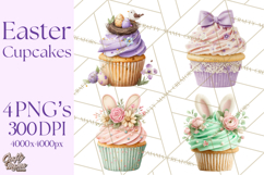 Easter Cupcakes Clipart, Pastel Easter Desserts, Bakery Png Product Image 1