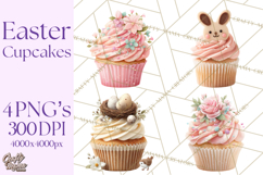 Easter Cupcakes Clipart, Pastel Easter Desserts, Bakery Png Product Image 1
