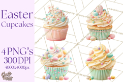 Easter Cupcakes Clipart, Pastel Easter Desserts, Bakery Png Product Image 1