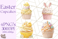 Easter Cupcakes Clipart, Pastel Easter Desserts, Bakery Png Product Image 1
