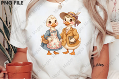 Easter Cute Dressed Ducks PNG Product Image 2