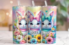 Easter Bunny Tumbler Wrap, Easter Floral Tumbler Wrap PNG Product Image 1