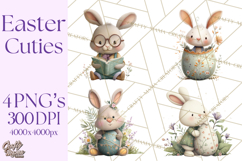 Whimsical Easter Animal Clipart, Printable PNG, Cute Bunny Product Image 1
