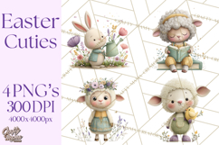 Whimsical Easter Animal Clipart, Printable PNG, Cute Bunny Product Image 1