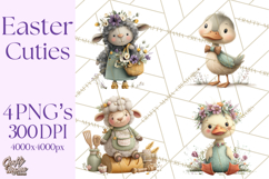 Whimsical Easter Animal Clipart, Printable PNG, Cute Bunny Product Image 1