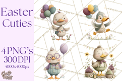 Whimsical Easter Animal Clipart, Printable PNG, Cute Bunny Product Image 1