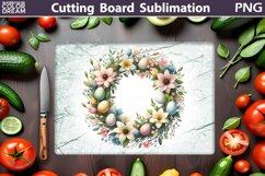 Easter Cutting Board | Easter Wreath Eggs Cutting Board Product Image 1