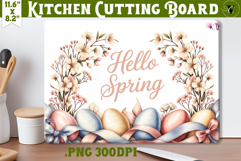 Coquette Easter Kitchen Cutting Board | Hello Spring PNG Product Image 1