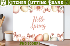 Coquette Easter Kitchen Cutting Board | Hello Spring PNG Product Image 1
