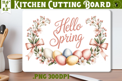 Coquette Easter Kitchen Cutting Board | Hello Spring PNG Product Image 1