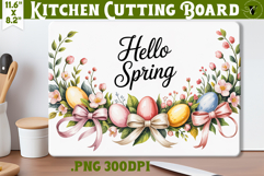 Coquette Easter Kitchen Cutting Board | Hello Spring PNG Product Image 1