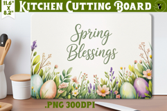 Coquette Easter Kitchen Cutting Board | Spring Blessings PNG Product Image 1