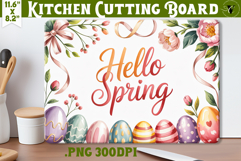 Coquette Easter Kitchen Cutting Board | Hello Spring PNG Product Image 1