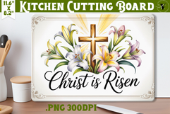 Christian Easter Kitchen Cutting Board | Christ is Risen Product Image 1