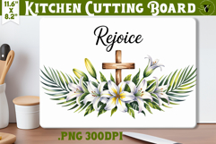 Christian Easter Kitchen Cutting Board | Rejoice design Product Image 1