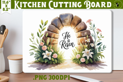 Christian Easter Kitchen Cutting Board | He is Risen design Product Image 1