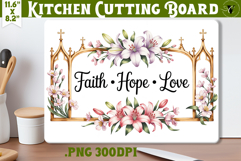Christian Easter Kitchen Cutting Board | Faith, Hope, Love Product Image 1