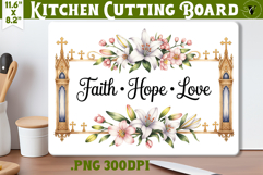Christian Easter Kitchen Cutting Board | Faith, Hope, Love Product Image 1