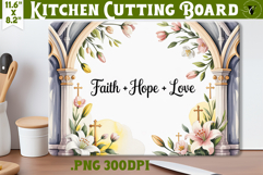 Christian Easter Kitchen Cutting Board | Faith, Hope, Love Product Image 1