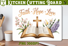 Christian Easter Kitchen Cutting Board | Faith, Hope, Love Product Image 1