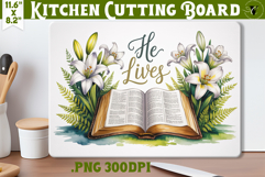 Christian Easter Kitchen Cutting Board | He lives Design Product Image 1