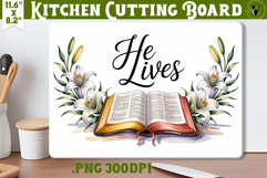 Christian Easter Kitchen Cutting Board | He lives Design Product Image 1