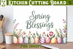 Coquette Easter Kitchen Cutting Board | Spring Blessings PNG Product Image 1