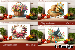 Watercolor flowers tulips Cutting Board, Easter design Product Image 1