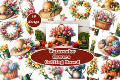 Watercolor flowers Cutting Board, Easter design Product Image 1