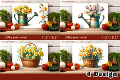 Watercolor flowers tulips Cutting Board, Easter design Product Image 1