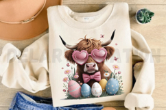 Easter Day Highland Cow Sublimation PNG Product Image 2