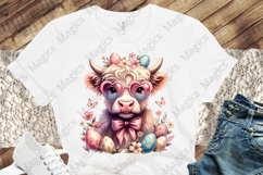 Easter Day Highland Cow PNG Product Image 1