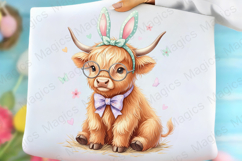 Easter Day Highland Cow PNG Product Image 1