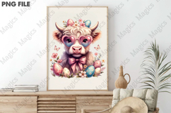 Easter Day Highland Cow PNG Product Image 3