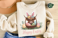 Easter Day Highland Cow PNG, Cute Cow Easter PNG Product Image 2