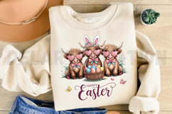 Easter Day Highland Cow Sublimation PNG Product Image 4