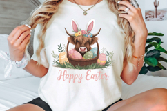 Easter Day Highland Cow PNG, Cute Cow Easter PNG Product Image 3