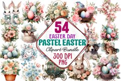 Easter Day Pastel Clipart Bundle, Easter Day Clipart Product Image 1