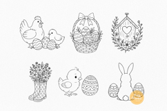 Easter SVG Bundle | Easter Bunny Line Art Clipart Product Image 4