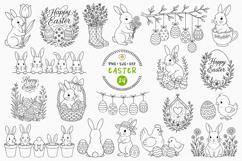 Easter SVG Bundle | Easter Bunny Line Art Clipart Product Image 1