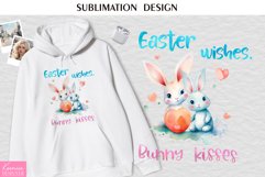 Easter Wishes, Bunny Kisses|Easter Watercolor T Shirt Design Product Image 1