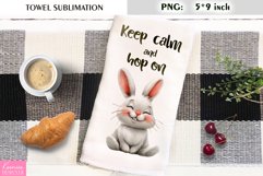Smiling Easter Bunny|Watercolor Kitchen Towel Sublimation Product Image 1