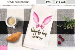 Funny Pink Bunny Ears|Watercolor Kitchen Towel Sublimation Product Image 1